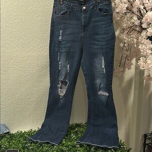 Flamingo Urban Blue Flare Wide Leg Denim